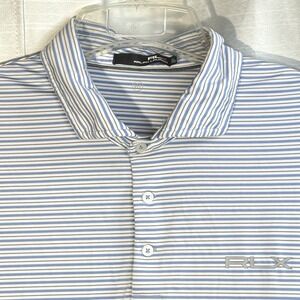 Ralph Lauren RLX Polo Shirt Mens 2XL Blue Striped Golf Performance Wicking